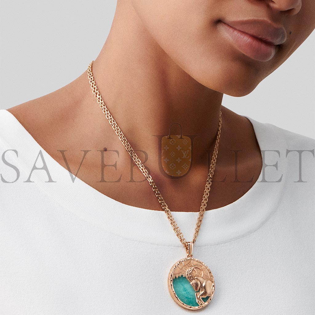 VAN CLEEF ARPELS ZODIAQUE LONG NECKLACE CAPRICORNI (CAPRICORN) - ROSE GOLD, AMAZONITE  VCARP9R900